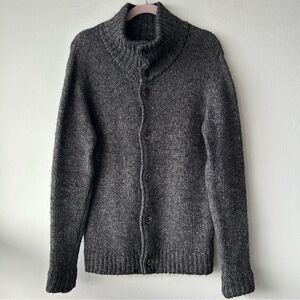 Our Legacy Men’s Alpaca Linen Wool Blend Chunky Knit Cardigan